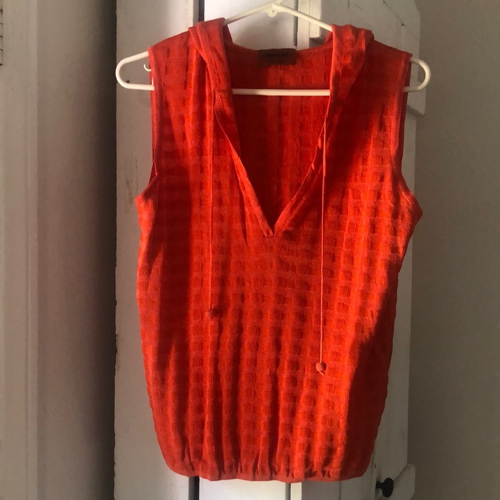 Vintage Missoni made in Italy orange short sleeve hoodie